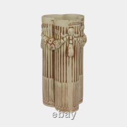 Weller Clinton Ivory 1914 Vintage Art Pottery Ceramic Tri Column Vase