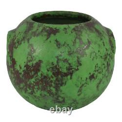 Weller Coppertone 1920s Arts And Crafts Pottery Green Bulbous Ball Handled Vase