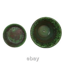 Weller Coppertone 1920s Arts and Crafts Pottery Green Ceramic Flower Pot Saucer