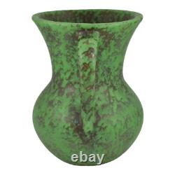 Weller Coppertone 1920s Arts and Crafts Pottery Green Ceramic Handled Vase