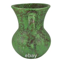 Weller Coppertone 1920s Arts and Crafts Pottery Green Ceramic Handled Vase