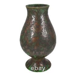 Weller Coppertone 1920s Vintage Arts And Crafts Pottery Green Pedestal Vase