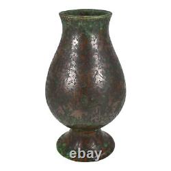 Weller Coppertone 1920s Vintage Arts And Crafts Pottery Green Pedestal Vase