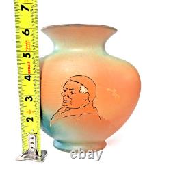 Weller Dickens Ware II Monk Portrait Vase Art Pottery Hand Decorated USA