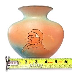 Weller Dickens Ware II Monk Portrait Vase Art Pottery Hand Decorated USA