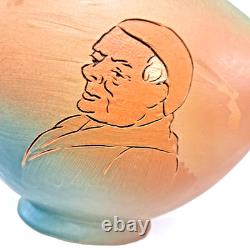 Weller Dickens Ware II Monk Portrait Vase Art Pottery Hand Decorated USA