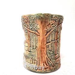 Weller Forest Scenic Pitcher Arts Crafts Landscape Relief Art Pottery Antique