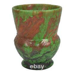 Weller Greora 1930s Vintage Arts And Crafts Pottery Green And Brown Ceramic Vase