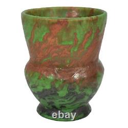 Weller Greora 1930s Vintage Arts And Crafts Pottery Green And Brown Ceramic Vase