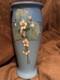 Weller Hudson 1920s Vintage Art Pottery Hand Painted Dogwood Blue Ceramic Vase