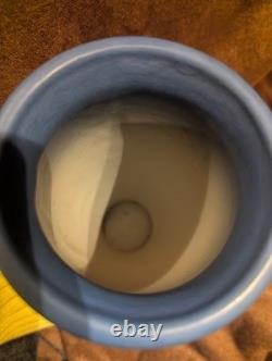 Weller Hudson 1920s Vintage Art Pottery Hand Painted Dogwood Blue Ceramic Vase