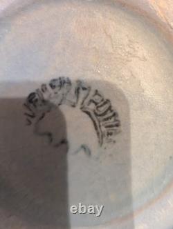 Weller Hudson 1920s Vintage Art Pottery Hand Painted Dogwood Blue Ceramic Vase