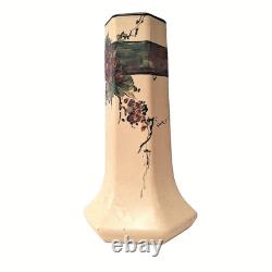 Weller Hudson Vase Arts Crafts Hand Painted Floral Octagonal Pottery Antique