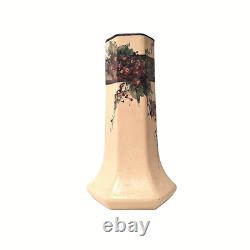 Weller Hudson Vase Arts Crafts Hand Painted Floral Octagonal Pottery Antique