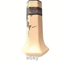 Weller Hudson Vase Arts Crafts Hand Painted Floral Octagonal Pottery Antique