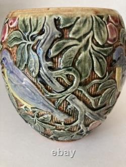 Weller Knifewood Vase with Birds and Greenery Bright Colors