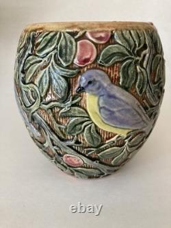 Weller Knifewood Vase with Birds and Greenery Bright Colors