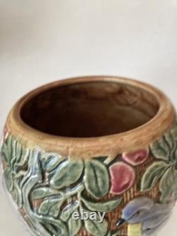 Weller Knifewood Vase with Birds and Greenery Bright Colors