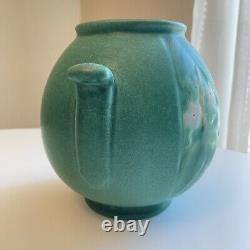 Weller Matte Green 1900s Vtg Arts And Crafts Antique Pottery Ceramic Vase Floral