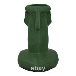 Weller Matte Green 1910s Arts and Crafts Pottery Six Sided Buttressed Vase