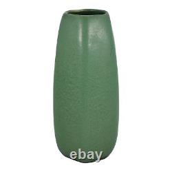 Weller Matte Green 1910s Vintage Arts And Crafts Pottery Six Sided Ceramic Vase