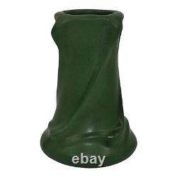 Weller Matte Green 1910s Vintage Arts And Crafts Pottery Twist Ceramic Vase