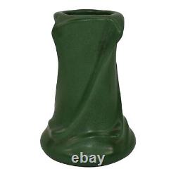 Weller Matte Green 1910s Vintage Arts And Crafts Pottery Twist Ceramic Vase