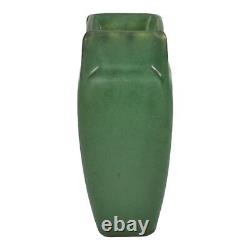 Weller Matte Green 1910s Vintage Arts and Crafts Pottery Buttressed Ceramic Vase