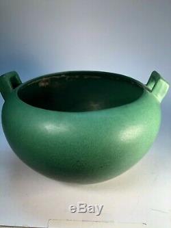 Weller Matte Green Jardiniere 2 Handles Old Arts and Crafts Pottery Vase