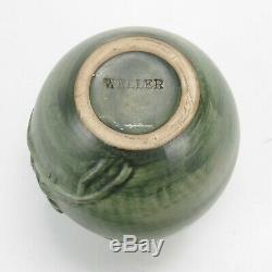 Weller Pottery 6 5/8 Kenova frog on water lily vase matte green Arts & Crafts