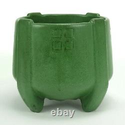 Weller Pottery 7 3/8 Bedford matte green arts & crafts buttress squares jard