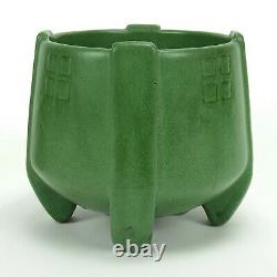 Weller Pottery 7 3/8 Bedford matte green arts & crafts buttress squares jard