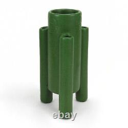 Weller Pottery 8 1/2 Bedford Matte green arts & crafts 4 cylinder 3 footed vase