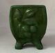 Weller Pottery Arts & Crafts Dark Green Planter With Four Feet Ca 1910. Mint