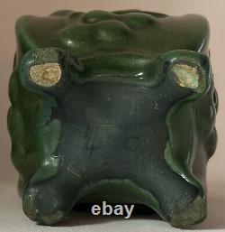 Weller Pottery Arts & Crafts Dark Green Planter With Four Feet Ca 1910. Mint