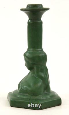 Weller Pottery Arts and Crafts Bedford Matt Green Female Figure withCandleholder
