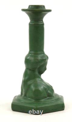 Weller Pottery Arts and Crafts Bedford Matt Green Female Figure withCandleholder