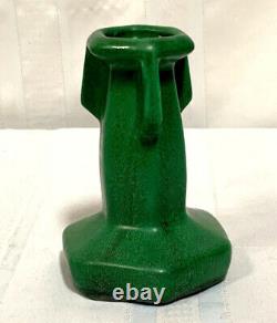 Weller Pottery, Bedford Matt Green, Buttressed Bud Vase Great Arts & Crafts Form