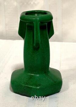 Weller Pottery, Bedford Matt Green, Buttressed Bud Vase Great Arts & Crafts Form