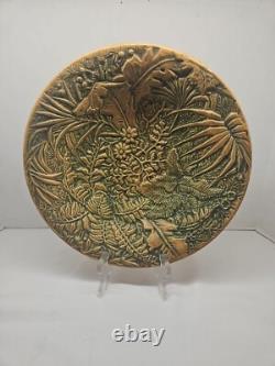 Weller Pottery Marvo Palm Tree1920's Matte Green & Terra Cotta Console Bowl 10.5