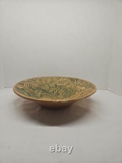 Weller Pottery Marvo Palm Tree1920's Matte Green & Terra Cotta Console Bowl 10.5