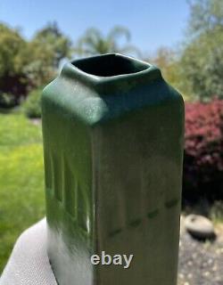 Weller Pottery Matte Green Arts & Crafts Vase 10 Circa 1910 Marked