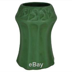 Weller Pottery Matte Green Fluted Arts and Crafts Vase