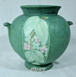 Weller Pottery Matte Green Velva Vase Floral Jardiniere Urn Ceramic Vintage