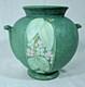 Weller Pottery Matte Green Velva Vase Floral Jardiniere Urn Ceramic Vintage