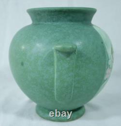 Weller Pottery Matte Green Velva Vase Floral Jardiniere Urn Ceramic Vintage