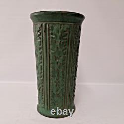 Weller Pottery Orris Matte Green Vase 1915 Arts & Crafts Relief Floral Design