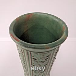Weller Pottery Orris Matte Green Vase 1915 Arts & Crafts Relief Floral Design