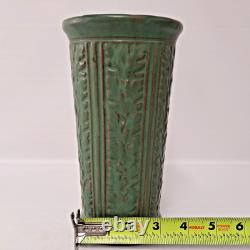 Weller Pottery Orris Matte Green Vase 1915 Arts & Crafts Relief Floral Design