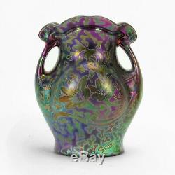 Weller Pottery Sicard 8.75 iridescent luster handled floral vase Arts & Crafts